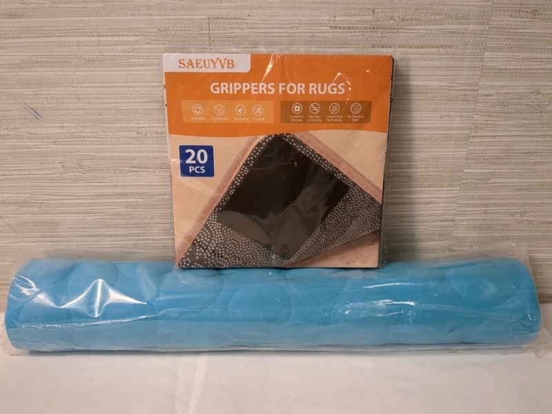 New Non-slip Bubble Shower Mat (31.5x15.8 inches) & Rug Grip Stickers (20pcs)