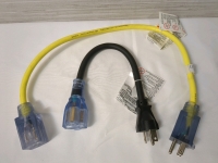 2 New Electrical Cord Extenders/Adapters Approx 1 to 2 ft long