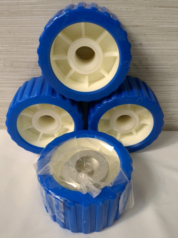 New 4pcs 4.3 Inch Wide Boat Trailer Universal Wobble Roller Wheel Kit with 8 Washers<br/>