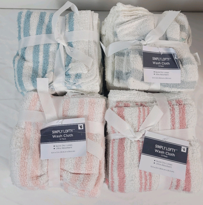 4 Packs New Simply Lofty Wash Clothes . 4 Packs , 12 Per Pack . Each Cloth measures 12"&times;12"