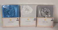 3 New Pillow Case & Hair Scrunchie Gift Sets . Pillowcase measures 20"&times;30"