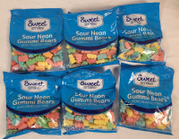 6 Packs New Sweet Smiles Sour Neon Gummi Bear Candy . Best Before 05.31.2026