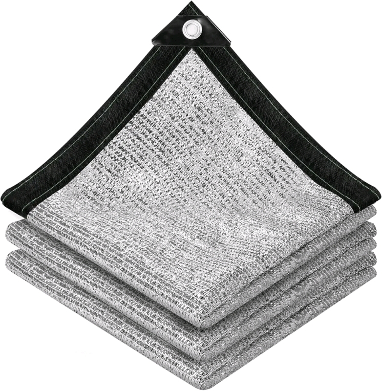 New - Aluminet 13ft&times;14ft Shade Cloth 85% Reflective Aluminium Shade Netting Sun Shade Cover w/Grommet for Cars, Dogs, Outdoor, RV, Patio . Retail $72