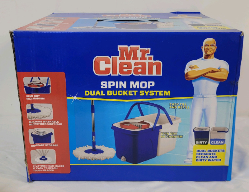 New - Mr. Clean Spin Mop Dual Bucket System .