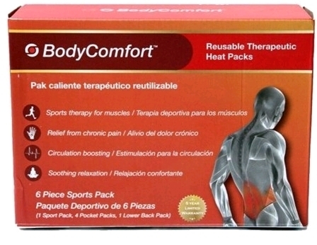 New BODY COMFORT 6-PC Reusable Therapeutic Warming Gel Heat Packs