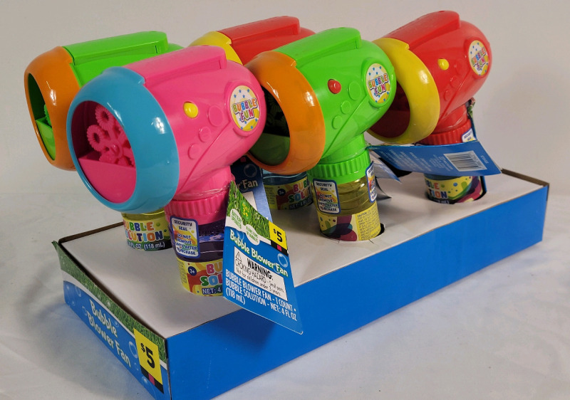5 New Bubble Fun Hand-Held Bubble Blower Fan . Battery Operated , Requires 2 AAA Batteries