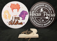 2 New Hocus Pocus Wood Signs with String Included (12" Diameter)