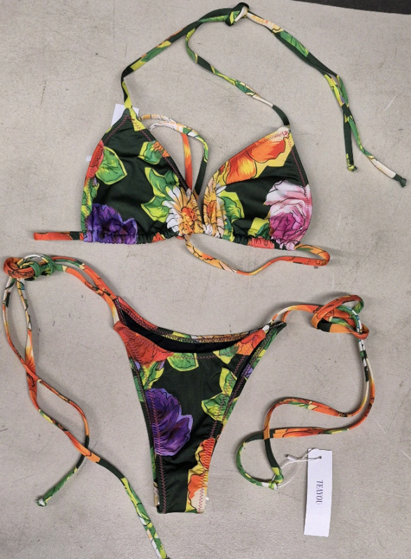 New Sz Medium Top & XSmall Bottom Teayou Swim Floral Bikini Retails over $100