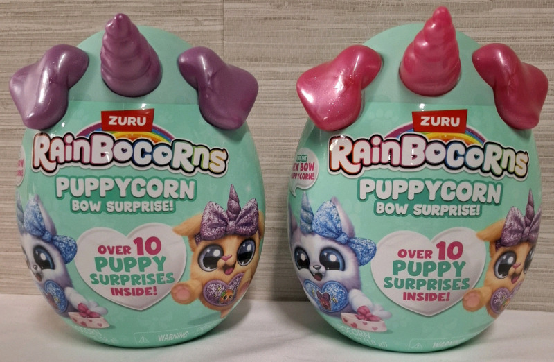 2 New Zuru RainBocorns Puppycoen Bow Surprise Packs | 18g with 17pcs Rainbocorn Slime per pack