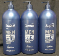 3 New Bottles of Suave Men Charcoal 3-in-1 Shampoo+Conditioner+Bodywash (1.18L Each)