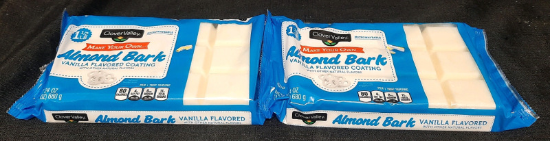 2 New Bags of Clover Valley 1&frac12;Lb Almond Bark Vanilla Flavored Coating (680g each, Best Before July 19th 2026)