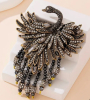 Heidi Daus Signed Elegant Swan Handcrafted Brooch with Black & Clear Gemstone Glass Accents Large Statement Piece Approximately 4.5 x 3.5 Inch - 2