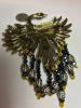Heidi Daus Signed Elegant Swan Handcrafted Brooch with Black & Clear Gemstone Glass Accents Large Statement Piece Approximately 4.5 x 3.5 Inch - 5