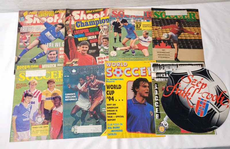 Vintage 1988 World Soccer Magazines & 1985 Videoton SC Memorabilia Booklet and 45rpm record