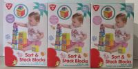 3 New | PLAY Sort & Stack Blocks | Ea. Box Measures 5" x 7"