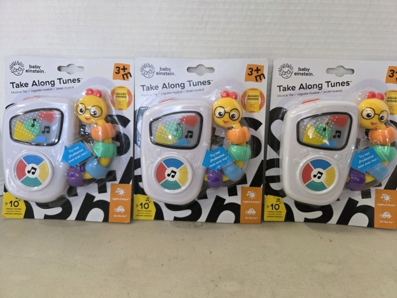 3 New | Baby Einstein Take-Along-Tunes Mucical Toy | Ea. Measure 5" x 5"