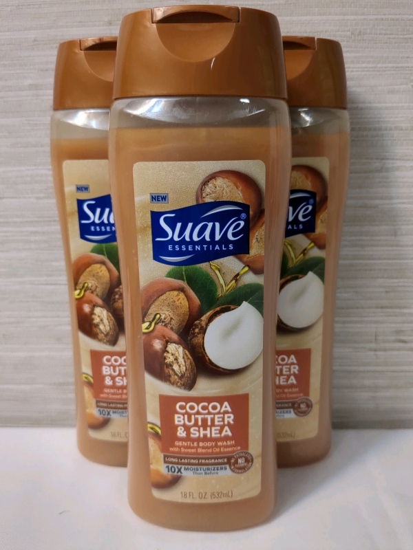 3 New Bottles Suave Essentials Body Wash 18 fl oz/532 mL