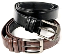 2 New 44" Long &times; 1.25" Wide (Fits 34") Faux Leather Belts (Coffee / Black)