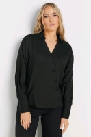 New Size 20 Women's LONG TALL SALLY LTS Tall Black Asymmetric Button Shirt