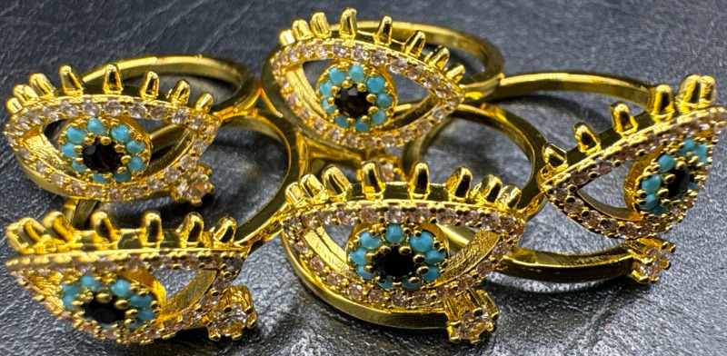 5 New Evil Eye Designed Free size Ladies Finger Ring