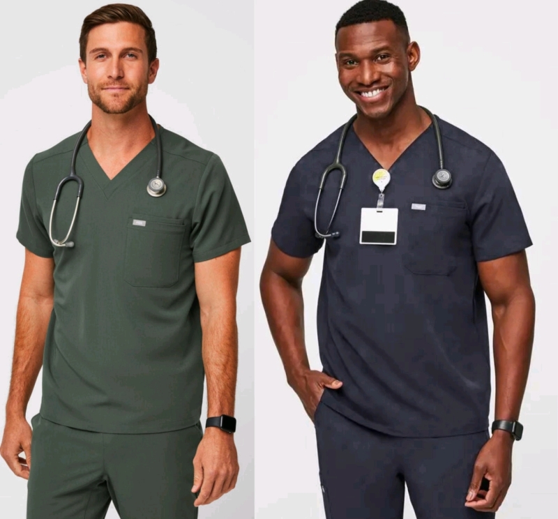 2 New Size Small Men's FIGS : Leon Three-Pocket Scrub Tops : Over $139 Retail Value!