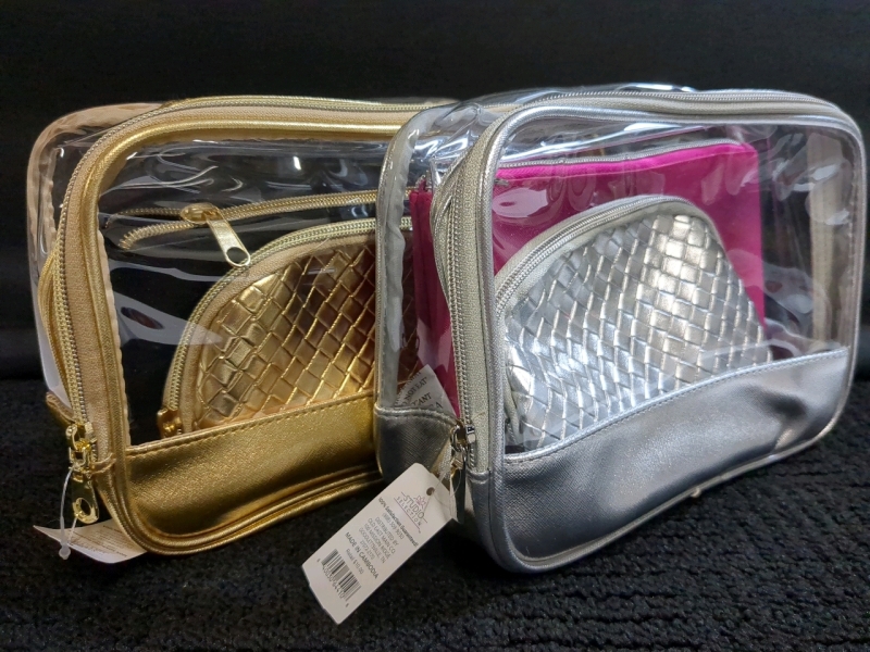 2 New Cosmetic Bag Set of 3, Largest Bag 10x7 inches