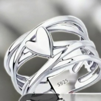 925 Sterling Silver 5 Band Ring Focal Heart Stamped Size 9