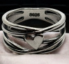 925 Sterling Silver 5 Band Ring Focal Heart Stamped Size 9 - 4