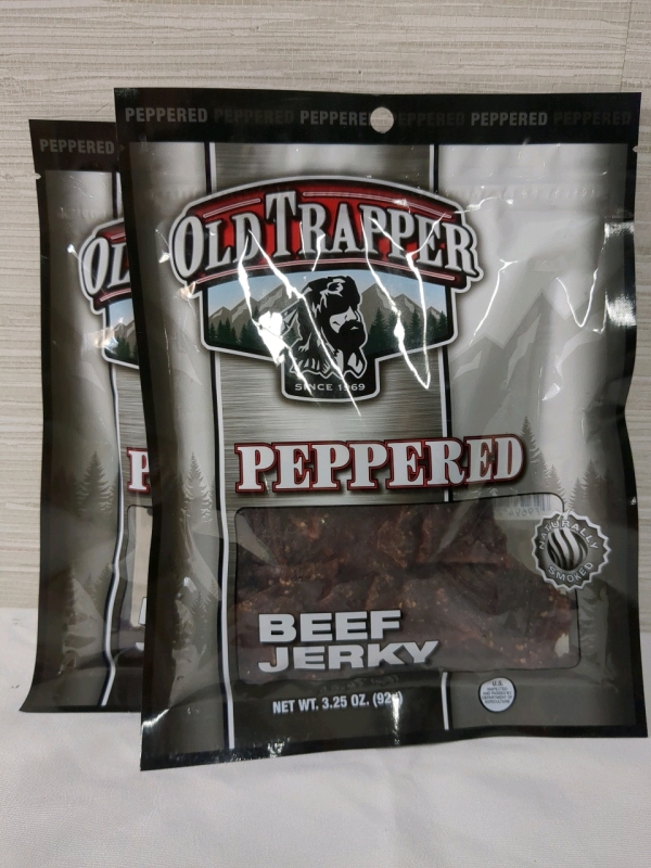2 New Packs Old Trapper Peppered Beef Jerky 92g per pack, BB FEB-MARCH 2026