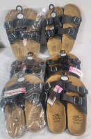 6-Pairs New BobbieBrooks Women's Sandles w/Cork Soles . Sizes : S (5/6) &times;2 , M (7/8) &times;2 & L (9/10) &times;2
