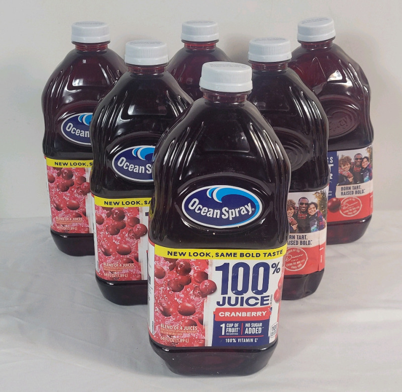 6 New Ocean Spray Cranberry Juice . Six (6) 1.89L Bottles . Best Before 19AUG25