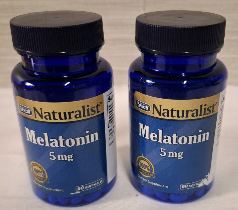 2 New Rexall Naturalist Melatonin 5mg Bottles | 60 Softgels each | BB 06/2025