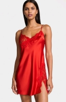 New Size Large Women's VICTORIA'S SECRET Satin Rose Lace Trim Asymmetrical Slip | Retails $95!