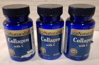 3 New Rexall Naturalist Collagen with C Bottles | 30 Tablets each | BB 08/2025