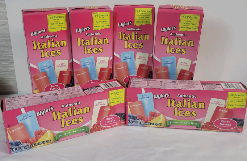 48 New Wyler's Authentic Italian Ices Freeze and Serve Bars , Berry Flavor . 6 Boxes , 8 Bars per box . Best By FEB 2026