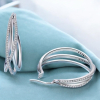 Elegant 925 Sterling Silver Pierced Earrings with Cubic Zirconia Approximately 1 inch drop Rhodium Plate stamped - 2