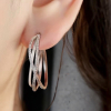 Elegant 925 Sterling Silver Pierced Earrings with Cubic Zirconia Approximately 1 inch drop Rhodium Plate stamped - 3