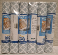 6 New Vinyl Top Liner Magic Cover | Measurements- 12" X 5ft Each | For Shelves, Drawers, Cushions & Protects