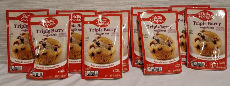 9 New Betty Crocker Triple Berry Muffin Mix Packets | Makes 6 Muffins per packet | Net WT 184g | BB 16 Jan 2026
