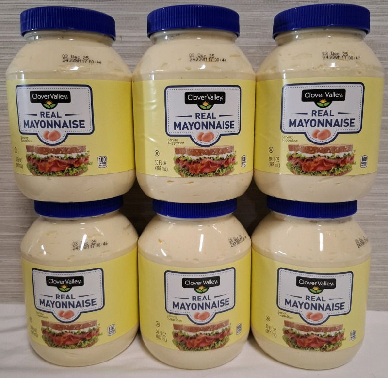 6 New Clover Valley Real Mayonnaise Jars | 887ML Each | BB 03 Dec 2025