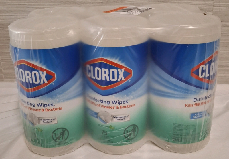 6 New Clorox Disinfectant Wipes | 474g with 75 wipes each