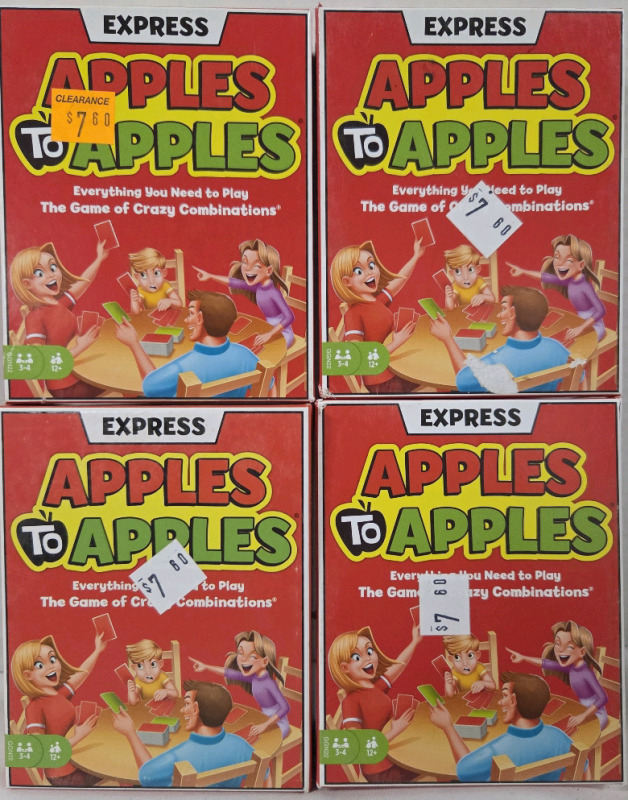 4 New Packs | Express Apples to Apples | Everything you Need to Play The Game of Crazy Combinations | 3-4 Players | Ea Box Measures 4" x 5"