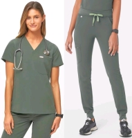 New Size SM/XS Reg Women's FIGS: Catarina One-Pocket Scrub Top & Zamora Jogger Scrub Pants | Over $130 Retail Value!