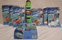 6 New H2O GO Swim Tubes (Measures- 18.1" X 18.1" X 4.3"), 1 New H2O GO Inflatable Boat (Measures- 43.5" X 26" X 10") and 1 New Marvel Splash Pumper