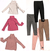 2 New Sets Size 5Y Kids : 3pc Long Sleeve Solid Ribbed Knit Turtlenecks & 4pc Super Soft Lined Leggings