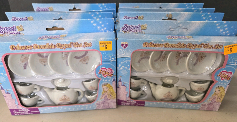 8 New | Sweet Princess Porcelain Miniature Royal Tea Set 10pcs Ea. Box Measures 8" x 6"