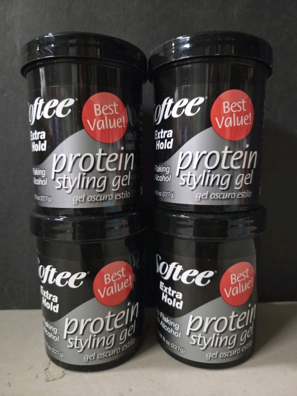 4 New | Softee Extra Hold Protein Styling Gel | No Flaking or Alcohol | 227g