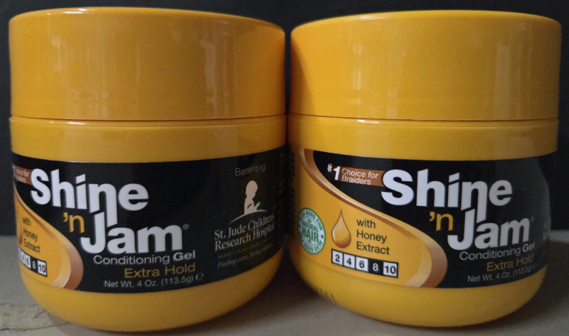 2 New | 113.5g Tubs of Shine n Jam Conditioning Gel w/ Extra Hold | Made w/ Real Honey Extract