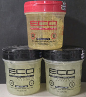 3 New | 473mL Tubs of ECO Gel (1) Made w/ Argan Oil & (2) Made w/ Black Castor & Flaxseed Oil