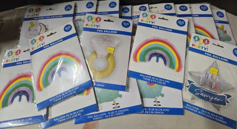 17 New | Foil Party Balloons | Includes Rainbows, Unicorns, Rings & Stars